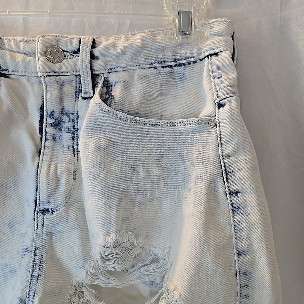 Guess Towel Bleached Denim Shorts Distressed Acid Wash Rough Hem Sz 28 Y2K 90s - Picture 4 of 16